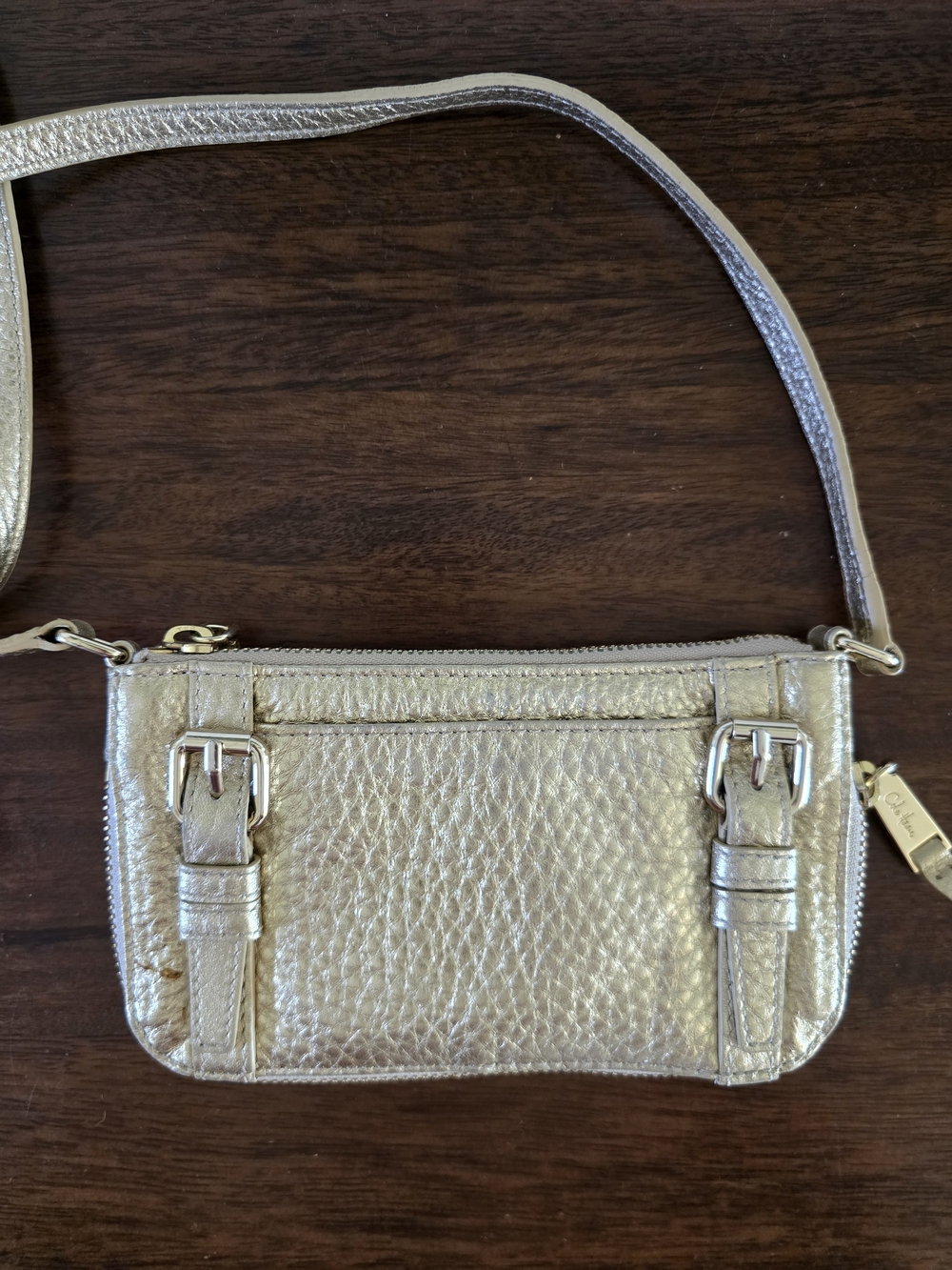 Cole Haan Metallic Gold Textured Crossbody Bag